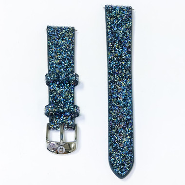 Michele Women's 16mm Blue Sparkle Leather Watch Band 301934802