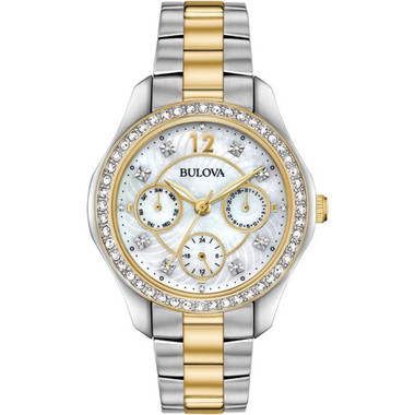 Crystal Pavé Women\'s Watch in Silver and Gold-Tone Amazon.com: Bulova Ladies main image 4