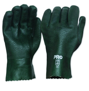 GLOVES PVC GREEN SHORT DOUBLE DIPPED - 27CM GLOVES PVC GREEN SHORT DOUBLE DIPPED - 27CM