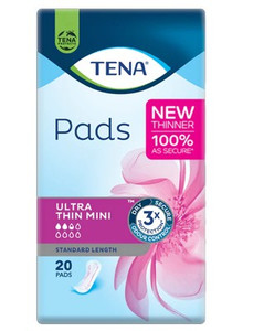 TENA PADS ULTRA THIN MINI STANDARD LENGTH - 2309660 - CARTON OF 120 (6 X 20)