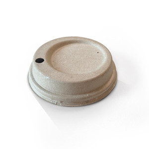 LID BAGASSE SUITS COFFEE CUP NATURAL - CARTON OF 100 (90MM DIAM)