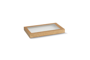 LID TO SUIT KRAFT CATERING BOX WITH CLEAR WINDOW (SUITS 35024) CTN OF 100 - SMALL - KCTLS