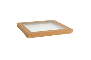LID TO SUIT KRAFT CATERING BOX WITH CLEAR WINDOW  (SUITS 35026) CTN OF 100 - MEDIUM - KCTLM