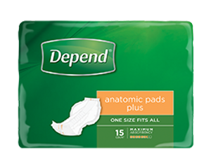 DEPEND ANATOMIC PADS PLUS - (L 690MM) - ORANGE - 1700ML - CARTON OF 60 (15 X 4) - 19946