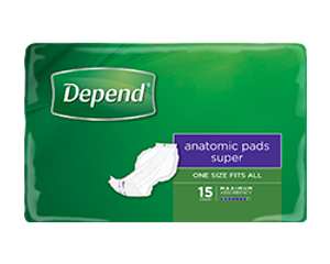 DEPEND ANATOMIC PADS SUPER - (L 690MM) - PURPLE - 2500ML - CARTON OF 60 (15 X 4) - 19960