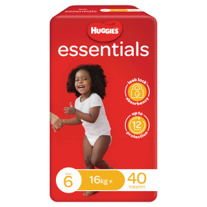 HUGGIES ESSENTIALS NAPPIES SIZE 6 - JUNIOR (16+KG) - CARTON OF 160 (40 X 4) - 21037 HUGGIES ESSENTIALS NAPPIES SIZE 6 - JUNIOR (16+KG) - CARTON OF 160 (40 X 4) - 21037
