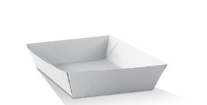 TRAY SQUARE WHITE CORRUGATED PLAIN 250PC/CTN - 178 X 178 X 45MM - WCT2