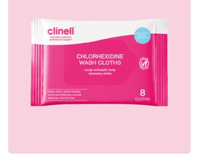 CHLORHEXIDINE WASH CLOTHS 8 PER PACK (CARTON OF 48) - CLINELL