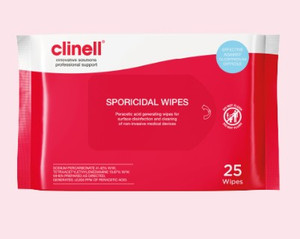 CLINELL SPORICIDAL WIPES – PACK OF 25 - CARTON OF 6
