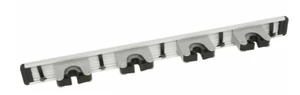 UNIVERSAL ADJUSTABLE MOP & BROOM HOLDER  W/ 4 SML PLASTIC HOOKS