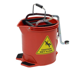 MOP BUCKET 15L METAL WRINGER - RED
