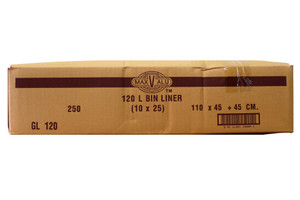 GARBAGE BAG HEAVY DUTY BLACK 100-120LTR 10 ROLLS/25 BAGS (CARTON OF 250)