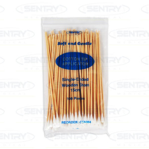 15CM SINGLE ENDED WHITE COTTON TIPS (PACK OF 100)