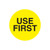 FOOD LABEL 'USE FIRST' FLUORO YELLOW' BLACK PRINT 38MM CIRCLE - BOX OF 500
