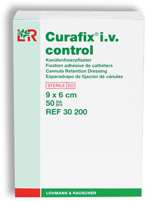 CURAFIX IV CONTROL CANULA RETENTION STERILE DRESSING 9CM X 6CM (BOX OF 50)