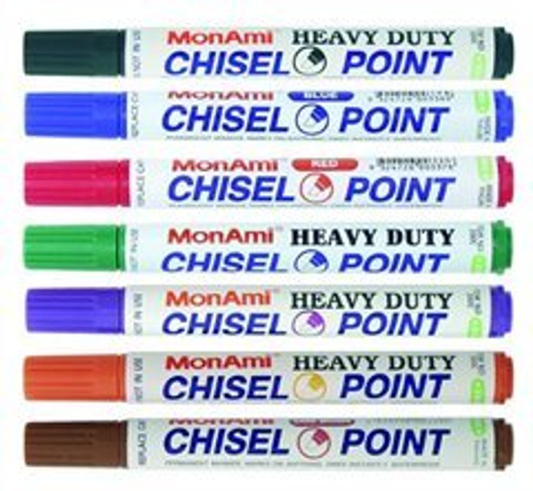 MARKERS PERMANENT HEAVY DUTY CHISEL TIP MON AMI - RED (BOX OF 12)