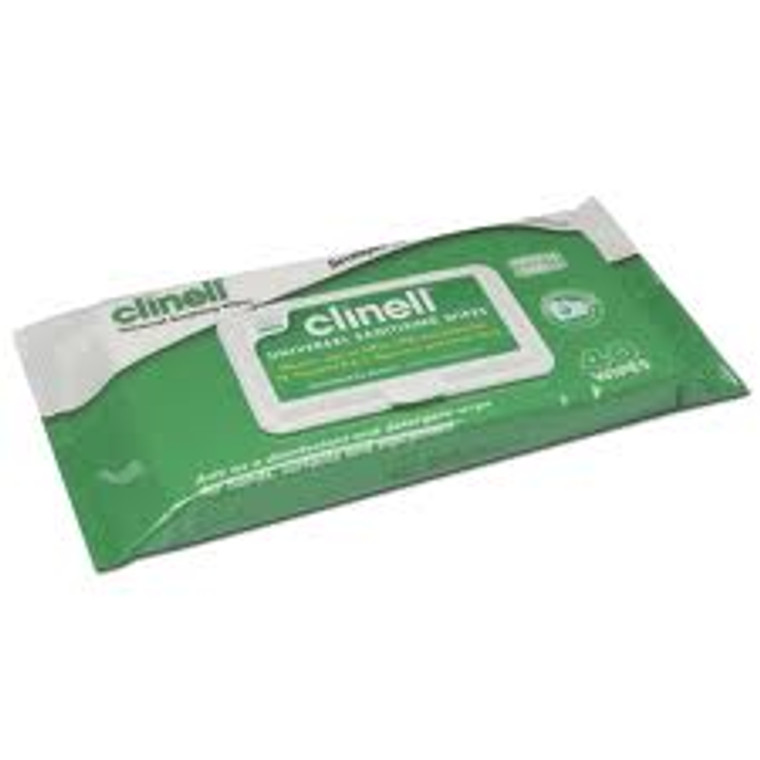 CLINELL UNIVERSAL SANITISING WIPES (PACK OF 50) WITH CLIP