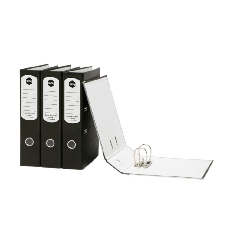 LEVER ARCH FILE A4 PAPER SPINE BLACK - MARBIG