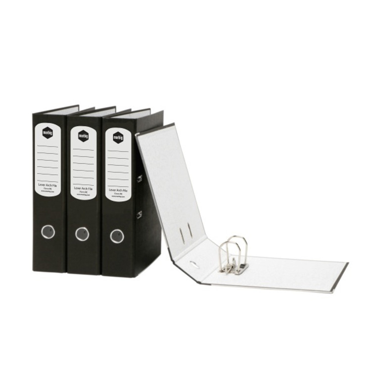 LEVER ARCH FILE FC PAPER SPINE BLACK - MARBIG