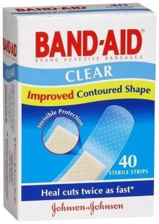 BAND-AID PLASTIC CLEAR STRIPS (BOX OF 40)