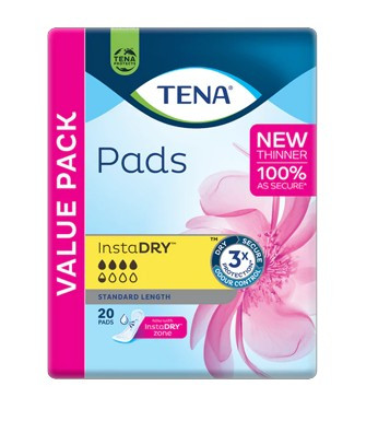 TENA PADS EXTRA LONG LENGTH (20) - 760503 - CARTON OF 120 (6 X 20)