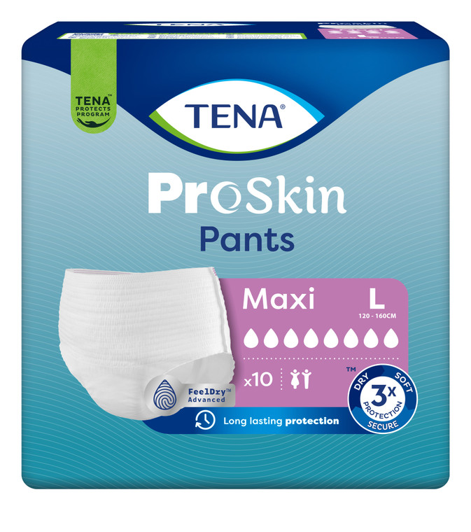 TENA PANTS MAXI LARGE 100 - 135CM WAIST PROSKIN - CARTON OF 40 (4 X 10)  794625