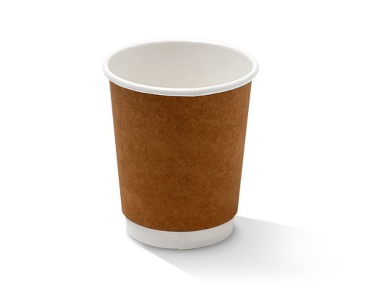 CUP PAPER COFFEE DOUBLE WALL 8OZ BROWN  KRAFT (280ML) CARTON OF 500 - KHC8D90 (90MM DIAM)