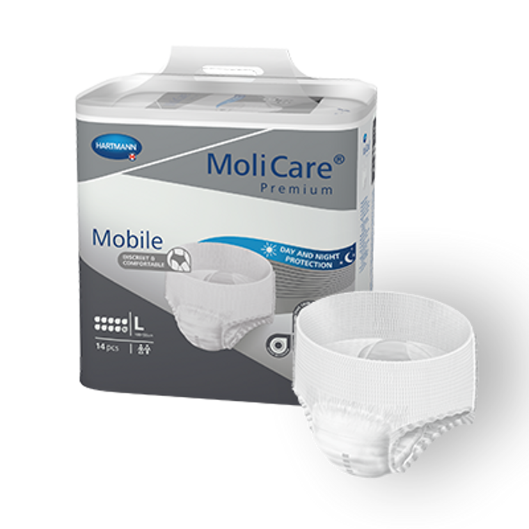 MOLICARE PREMIUM MOBILE 10D LARGE - (WAIST/HIP: 100-150CM) - CARTON 56 - 915879 - 2616ML