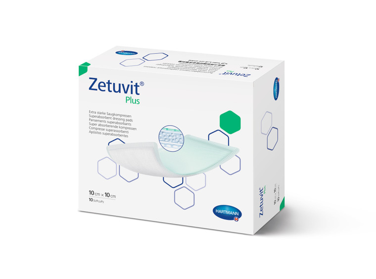 ZETUVIT PLUS SUPERABSORBENT DRESSING 10CM X 10CM (BOX OF 10) - 413710