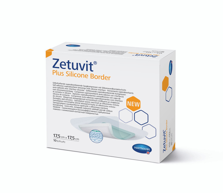 ZETUVIT PLUS SILICONE BORDER DRESSING 17.5CM X 17.5CM (BOX OF 10) - 413930