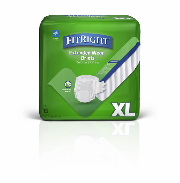 MEDLINE FITRIGHT EXTENDED WEAR BRIEFS 3610ML (XL) 145CM-165CM - CARTON 60 - MTB80600