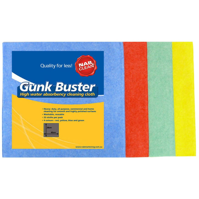 CLOTH VISCOSE HEAVY DUTY HIGH ABSORBENCY BLUE 400 X 380MM GUNK BUSTER -  (PACK OF 25)