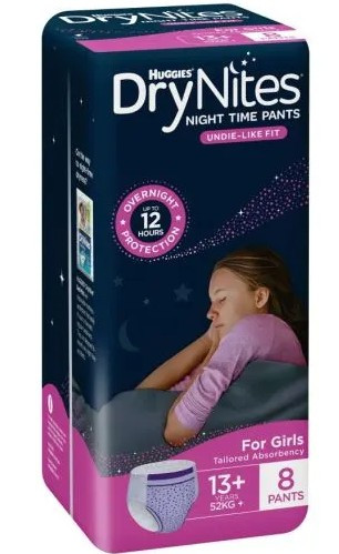 DRYNITES NIGHT TIME PANTS GIRLS 13+  YRS - CARTON OF 24 (8 X 3) - 21510