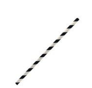 PAPER STRAW COCKTAIL - BLACK & WHITE STRIPE 2500PCS/CTN