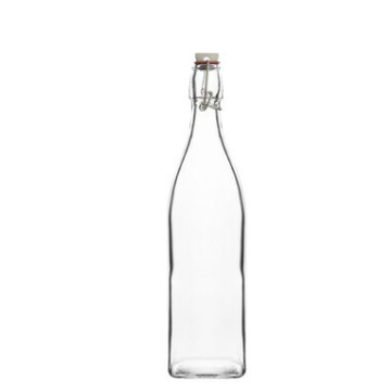 GLASS WATER BOTTLE - SQUARE CLEAR, 1000ML - 68501