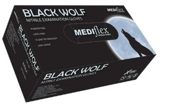 GLOVES NITRILE  BLACK POWDER FREE (BOX OF 100) - MEDIUM - WOLF