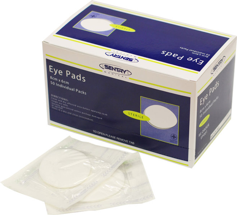 INDIVIDUALLY SEALED EYE PAD 8CM X 6CM (PACK OF 50)