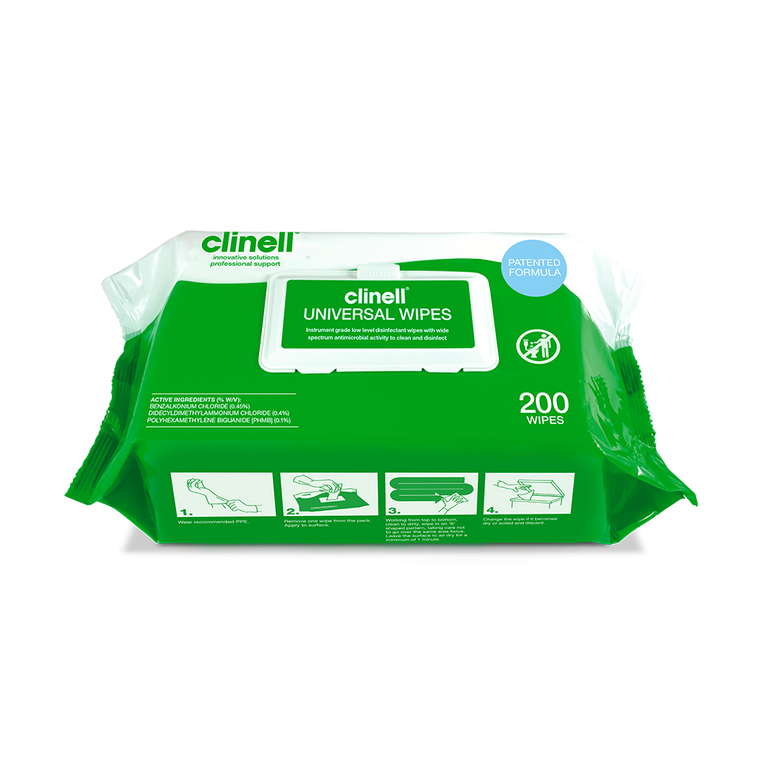 CLINELL UNIVERSAL SANITISING WIPES (PACK OF 200)