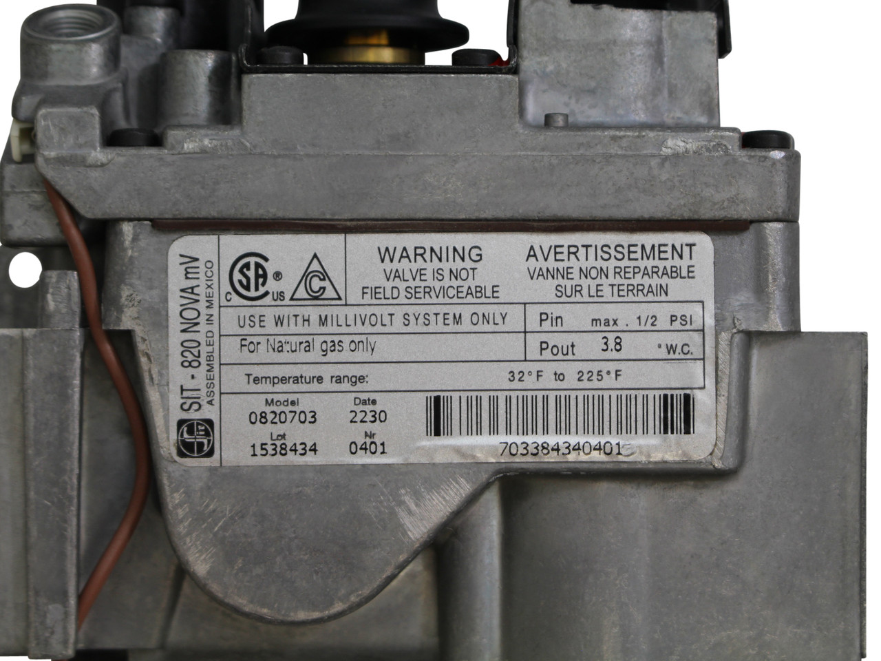 OEM SIT Gas Valve - NG - 0820703