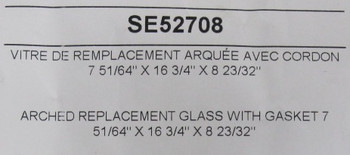 Drolet Eco-45/55 Arched Door Glass w/Gasket (SE52708)