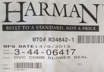 Harman DVC-500 Combustion Blower Seal (3-44-06417)