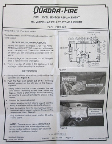  Heatilator & Quadra-Fire Fuel Level Sensor (SRV7000-523)
