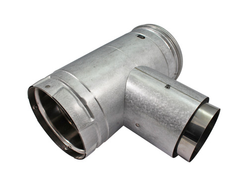 DuraVent PelletVent Pro 3" Adapter Tee with Clean-Out Tee Cap - Galvalume (3PVP-TAD)