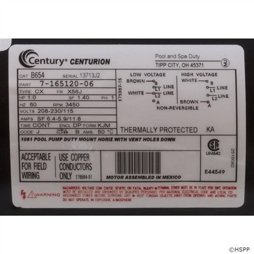 Century C-Face Threaded Shaft Pool Motor (B654)