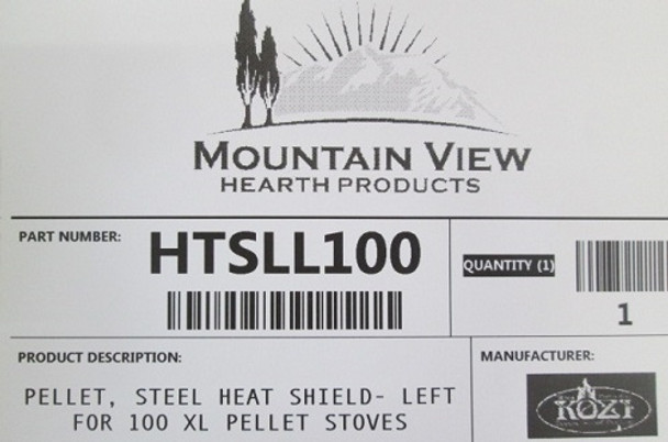 Kozi Model 100 XL Steel Heat Shield - Left (HTSLL100)