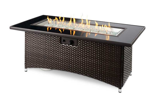 Montego Crystal Fire Pit Coffee Table with Balsam Wicker Base (MG-1242-BLSM-K)