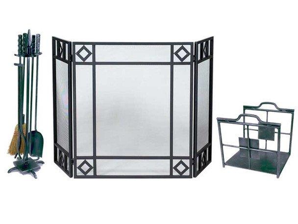 Wrought Iron Diamond Design Log Basket (2684SH)