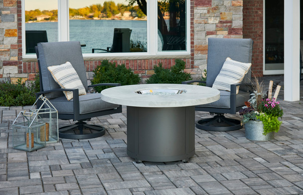 White Onyx Beacon Chat Height Gas Fire Pit Table (BC-20-WO)