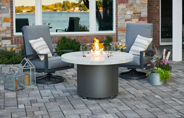 White Onyx Beacon Chat Height Gas Fire Pit Table (BC-20-WO)