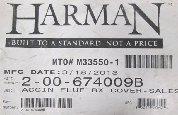 Harman Accentra Insert Flue Box Cleanout Cover (2-00-674009B)